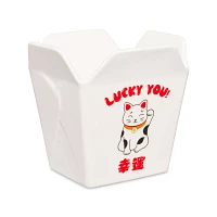 Lucky You Kitty Takeout Bowl with Chopsticks - 14 oz.