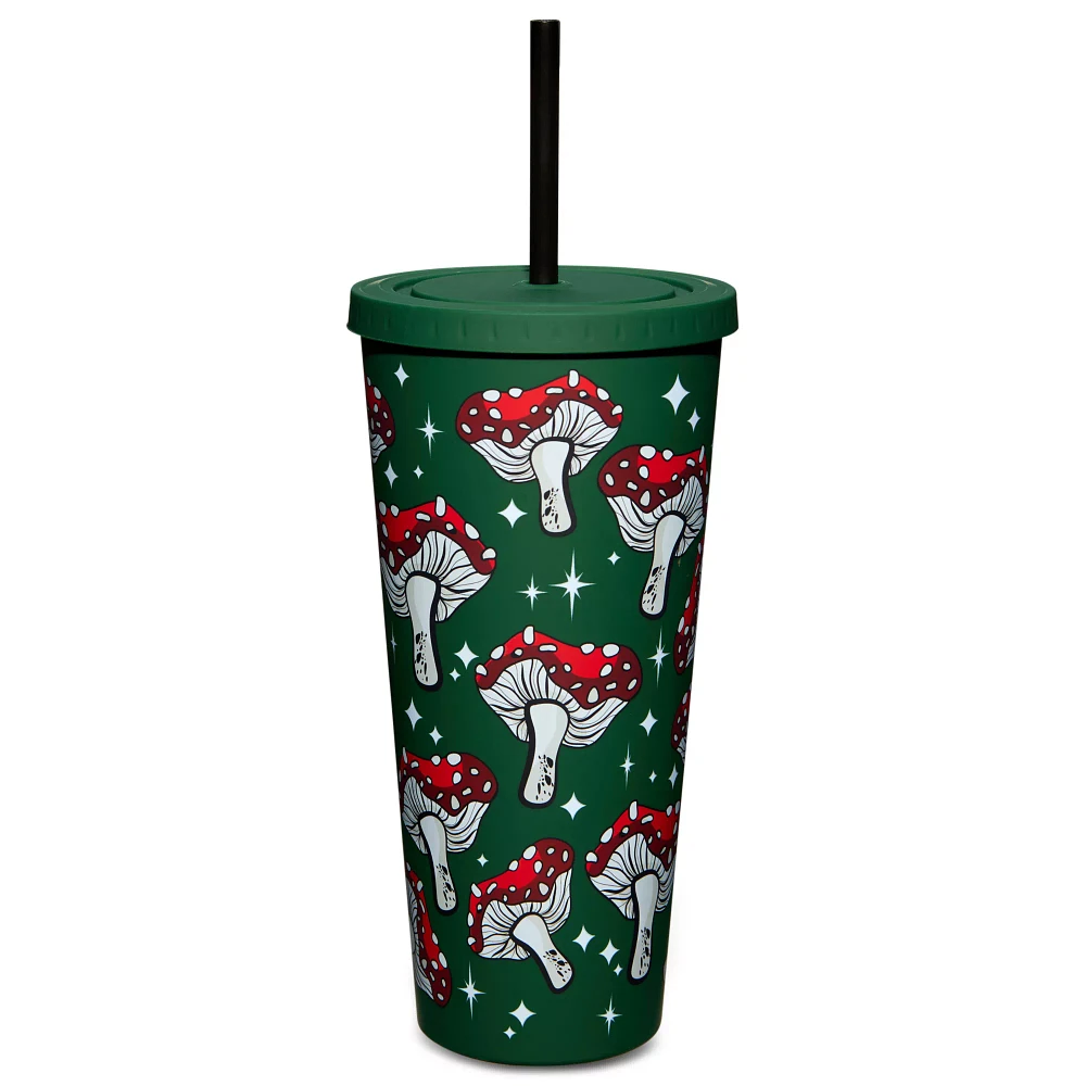 Green Mushroom Cup with Straw - 24 oz.