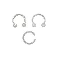 Multi-Pack Titanium Hoop and Horseshoe Rings 3 Pack - 16 Gauge