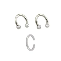 Multi-Pack Titanium Hoop and Horseshoe Rings 3 Pack - 16 Gauge