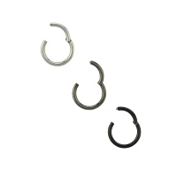 Multi-Pack Black and Gray Clicker Septum Rings 3 Pack - 16 Gauge