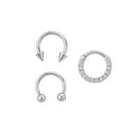Horseshoe Clicker Septum Ring 3 Pack - 16 Gauge