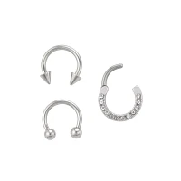 Horseshoe Clicker Septum Ring 3 Pack - 16 Gauge