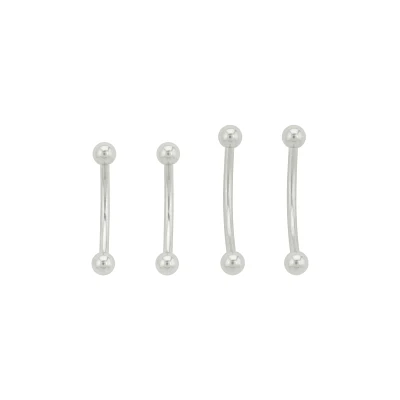 Multi-Pack Silvertone Curved Barbells 4 Pack - 16 Gauge