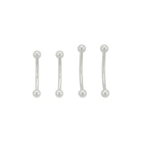 Multi-Pack Silvertone Curved Barbells 4 Pack - 16 Gauge