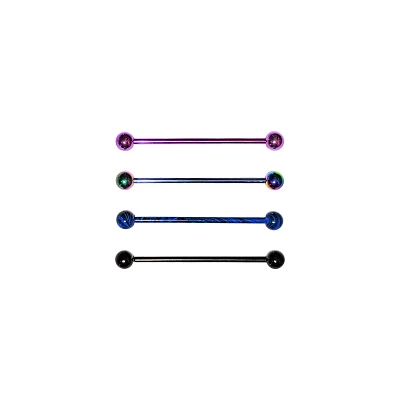 Multi-Pack Multi-Color Iridescent Industrial Barbells 4 Pack - 14 Gauge