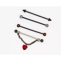 Multi-Pack Spiderweb Hearts Industrial Barbells 4 Pack - 14 Gauge