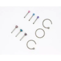 Multi-Pack Purple Pin Nose Rings and Hoop Nose Rings 9 Pack