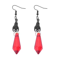Red Bat Crystal Dangle Earrings