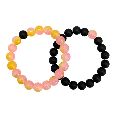 Multi-Pack Peach and Black Long Distance Beaded Bracelets - 2 Pack