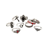 Multi-Pack Red and Black Gothic Rings - 9 Pack