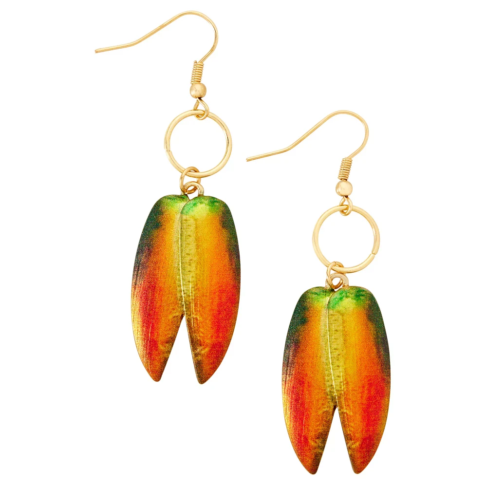 O-Ring Beetle Wing Dangle Earrings