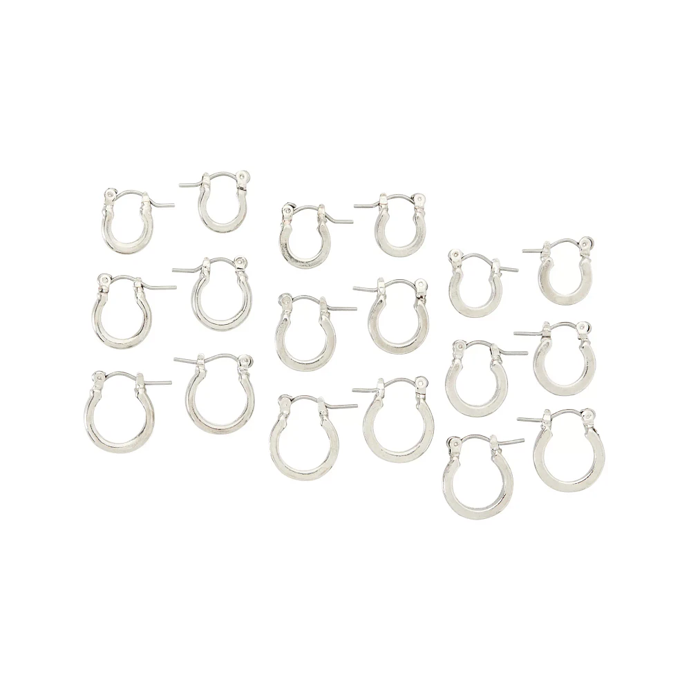 Multi-Pack Silver Huggie Hoops - 9 Pack