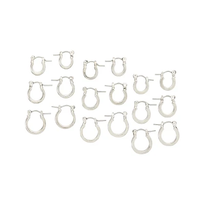 Multi-Pack Silver Huggie Hoops - 9 Pack