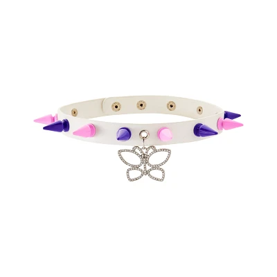 Pink and Purple Spike Butterfly Choker Necklace