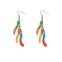 Sour Gummy Worms Dangle Earrings - 18 Gauge