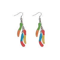 Sour Gummy Worms Dangle Earrings - 18 Gauge