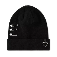 Heart Safety Pin Knit Hat