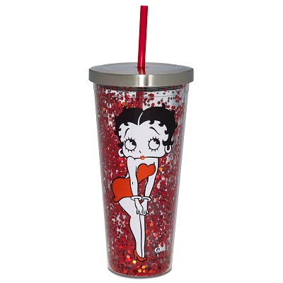 Betty Boop Glitter Cup with Straw - 20 oz.