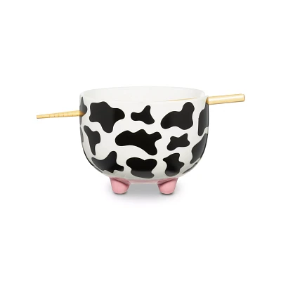 Cow Print Molded Bowl with Chopsticks - 15 oz.