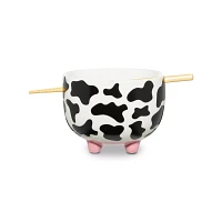 Cow Print Molded Bowl with Chopsticks - 15 oz.
