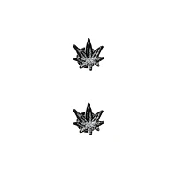 Black Glitter Weed Leaf Fake Plugs - 18 Gauge
