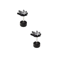 Black Glitter Weed Leaf Fake Plugs - 18 Gauge