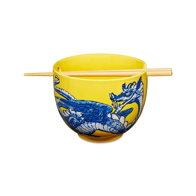 Yellow Dragon Bowl with Chopsticks