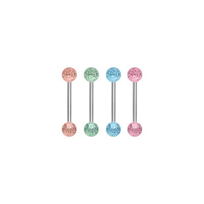 Multi-Pack Multicolor Glitter Barbells 4 Pack - 14 Gauge