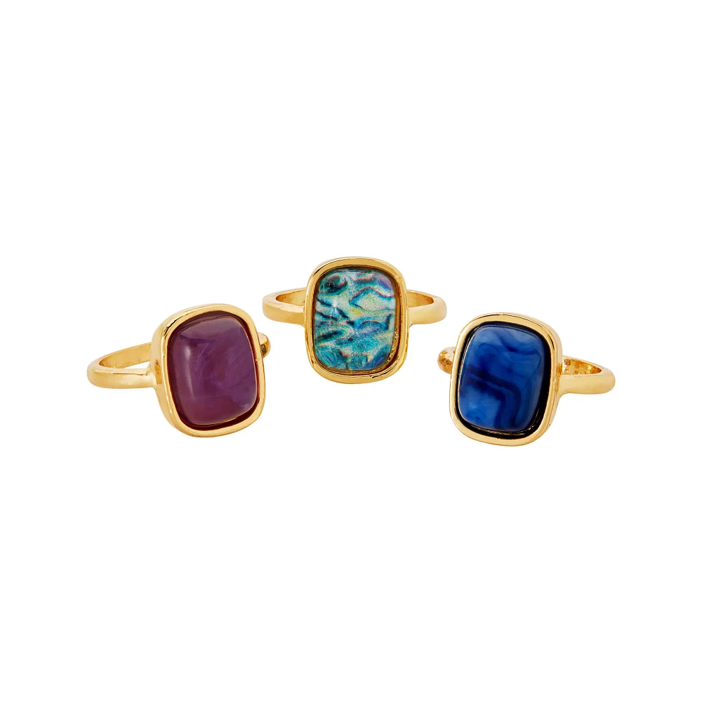 Multi-Pack Square Gem Rings - 3 Pack
