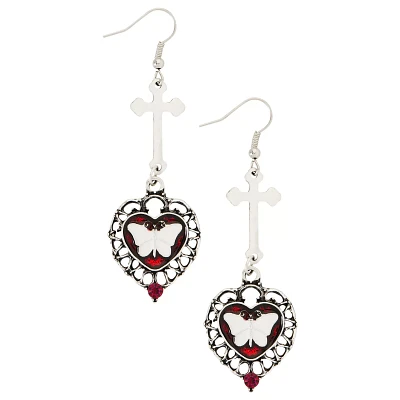 CZ Butterfly Cross Dangle Earrings