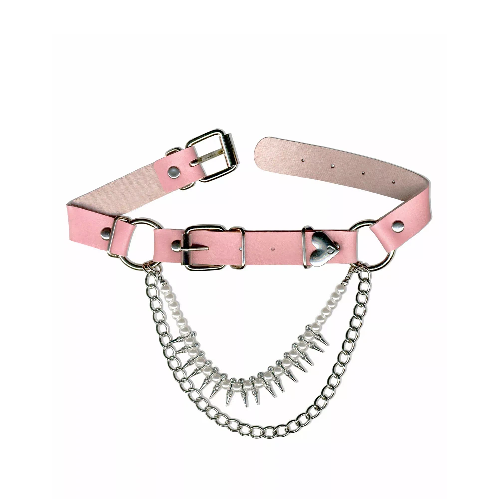 Pink Spike Chain Choker Necklace