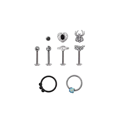 Multi-Pack Spider and Rose Hoops and Pins 6 Pack - 18 Gauge