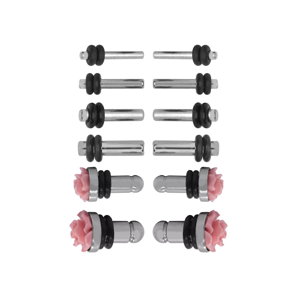 Multi-Pack Pink Rose Plug Set - 6 Pair
