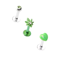 Multi-Pack Pot Leaf Labret Rings 3 Pack - 16 Gauge