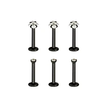 Multi-Pack Round and Square CZ Black Labret Lip Rings 6 Pack - 16 Gauge