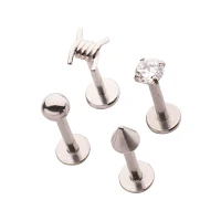 Silver Barbed Wire Labret Lip Rings 4 Pack - 16 Gauge