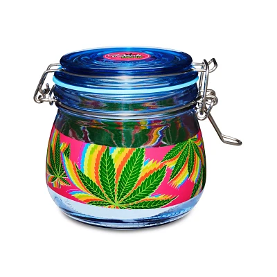 Rainbow Weed Leaf Stash Jar - 16.9 oz.