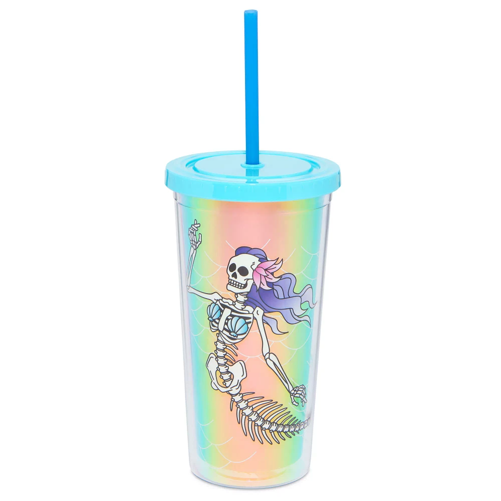 Skeleton Mermaid Cup with Straw - 20 oz.