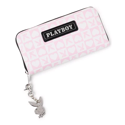 Pink and White Playboy Zip Wallet