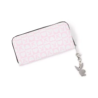 Pink and White Playboy Zip Wallet