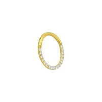 Goldtone CZ Multi-Gem Clicker Septum Ring - 16 Gauge