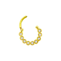 Goldtone CZ Multi-Gem Hinged Septum Ring - 14 Gauge
