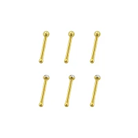 Multi-Pack CZ Goldtone Nose Pins 6 Pack - 20 Gauge