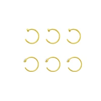 Multi-Pack CZ Goldtone Half Hoop Nose Rings 6 Pack - 20 Gauge