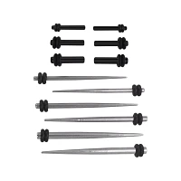 Multi-Pack Silvertone and Black Tapers Plugs - 6 Pair