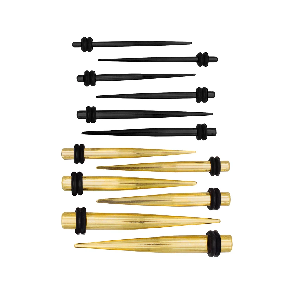 Goldtone and Black Tapers - 6 Pair