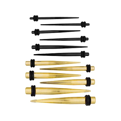Goldtone and Black Tapers - 6 Pair