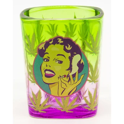 Ombre Pot Leaf Lady Square Shot Glass - 2 oz.