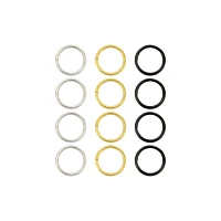 Multi-Pack Silvertone Goldtone Black Seamless Hoop Nose Rings 12 Pack